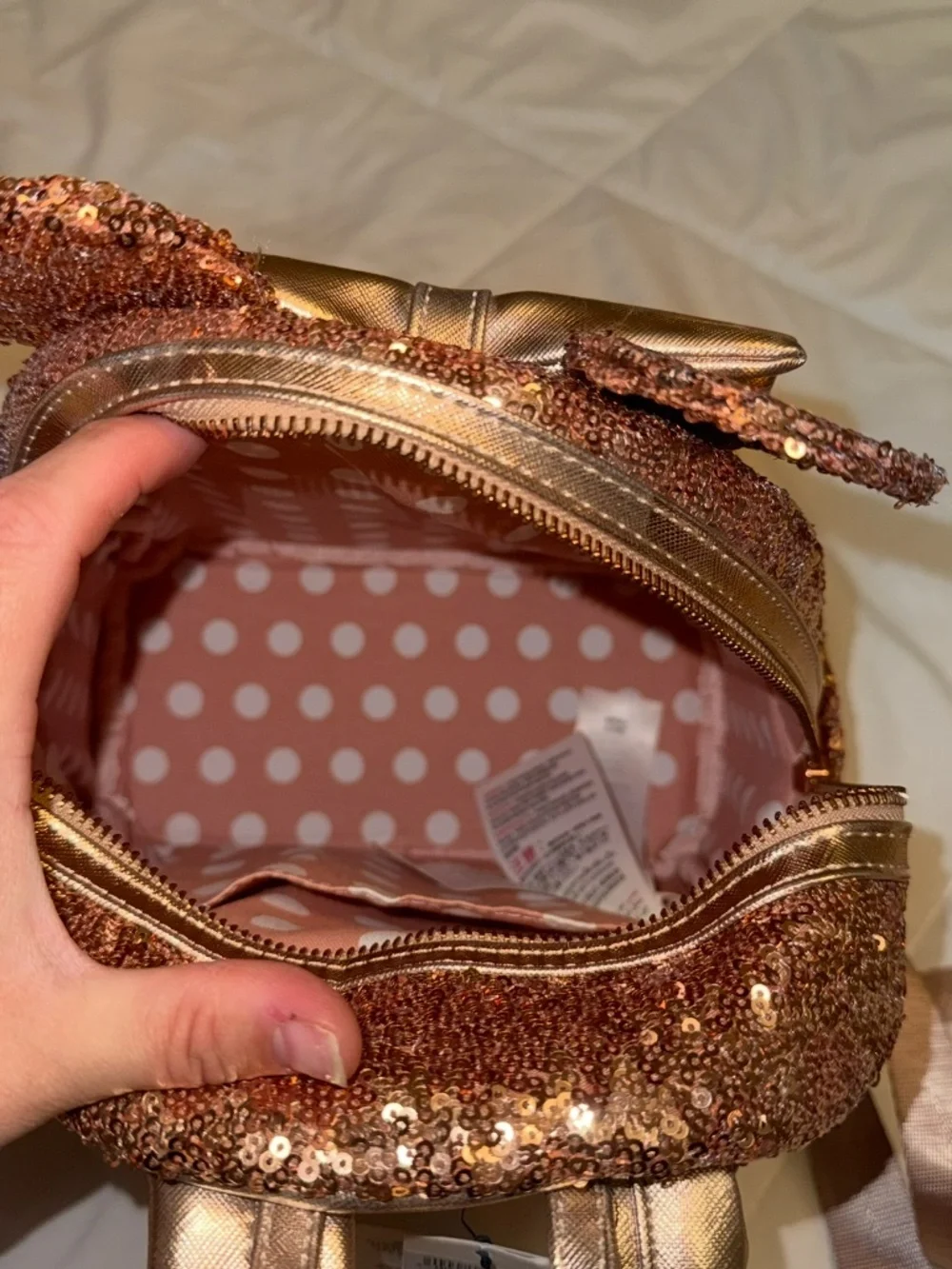 Disney Parks Rose Gold Sequin Loungefly Set – Backpack & Wallet NWT